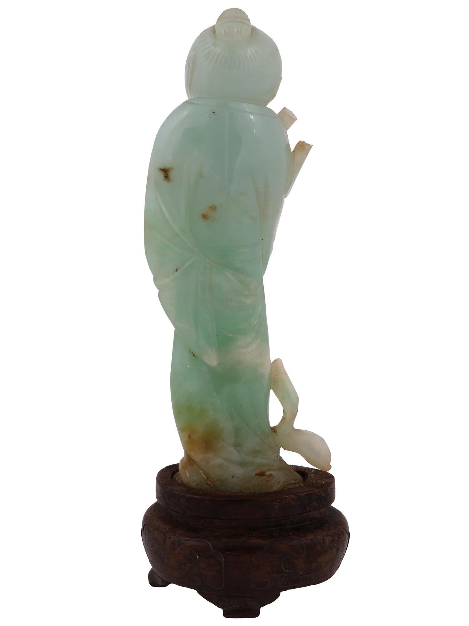 CHINESE 19TH CEN HAND CARVED JADE BUDDHA FIGURE PIC-1